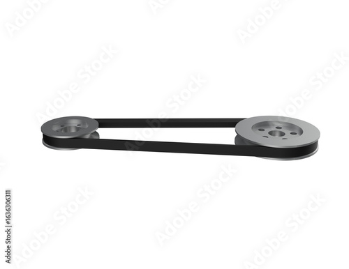 V-Belt Pulley Drive Mechanism: Clean 3D Render of Essential Machine Elements for Efficient Power Transfer in Industrial Automation, Automotive and Mechanical Engineering Design with Transparent PNG