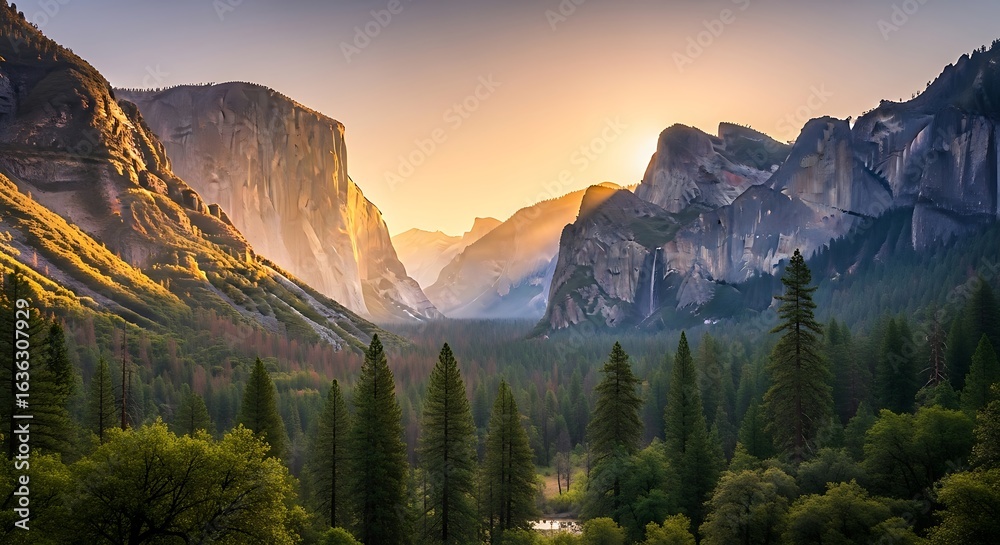 Obraz premium [Iconic Tunnel View Sunrise over Yosemite Valley, California]