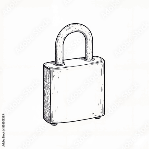Hand-drawn padlock design on white background, security concept