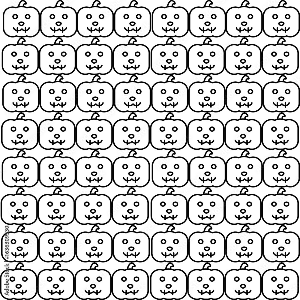 Obraz premium Pumpkin seamless pattern. Black and white background. Vector illustration.