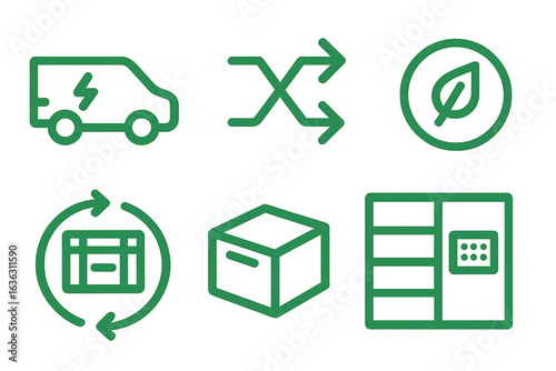 Green delivery and recycling symbols representing sustainable logistics solutions for urban environments