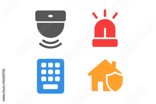 Visual representation of home security components highlighting alarms, cameras, and security systems