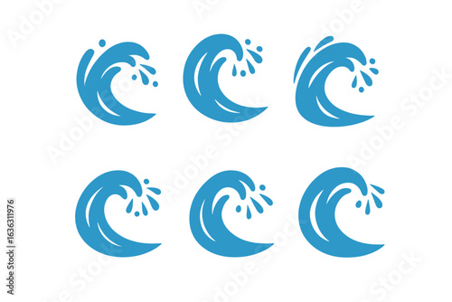 Stylized blue waves representing ocean dynamics during calm and stormy weather