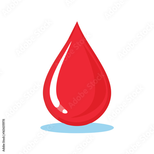 Cartoon Style Red Blood Drop with Highlight - AI Generated