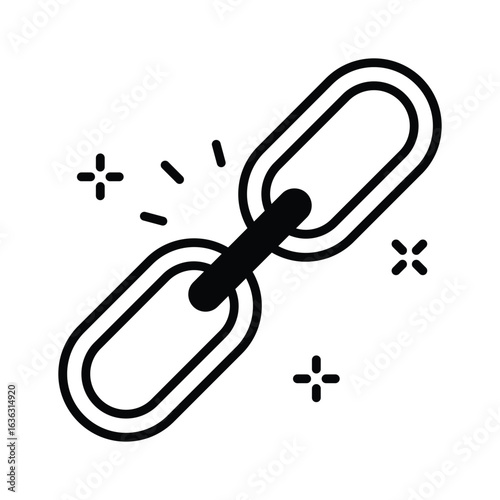 Well designed glyph icon showing a network link line