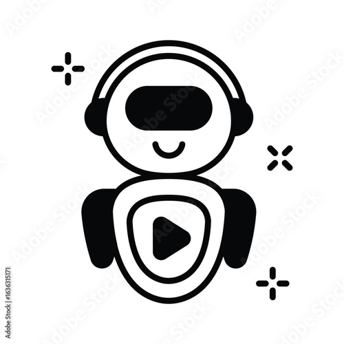 Check out this glyph icon of a robot assistant