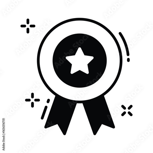 Grab this glyph icon of branding name badge