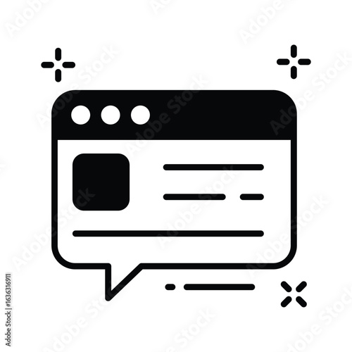 A handy glyph icon of live web chat bubble