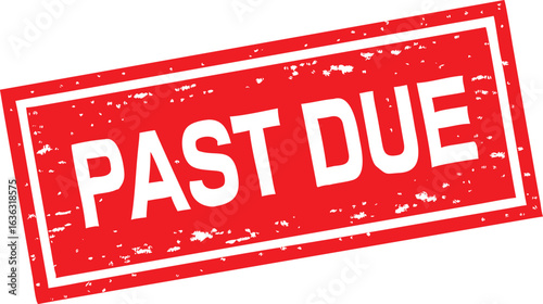 Distressed Red Past Due Stamp with White Border and Angled Orientation on White Background