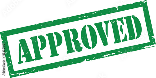 Green Approved Stamp Grunge Style Illustration Isolated on White Background Approval Design