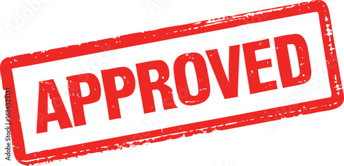 Red Approved Stamp with Distressed Texture on White Background, Decision Making Process