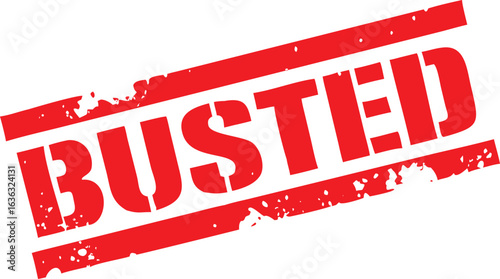 Red Busted Stamp Isolated on White Background, Distressed, Oblique, Bold Text,