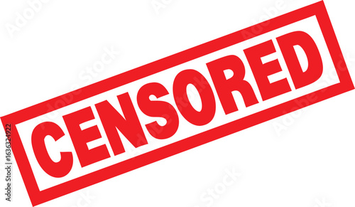 Red Censored Stamp on White Background Graphic, Restrictions, and Information Control Concept