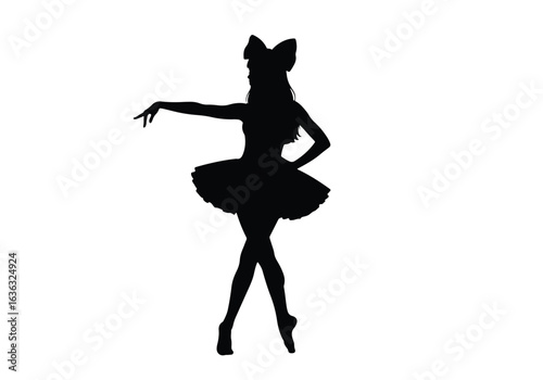 Silhouette of a ballerina in a graceful pose, isolated on white background sports silhouette