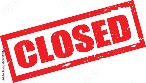 Red Closed Stamp on White Background Displaying Business Hours or Operational Status