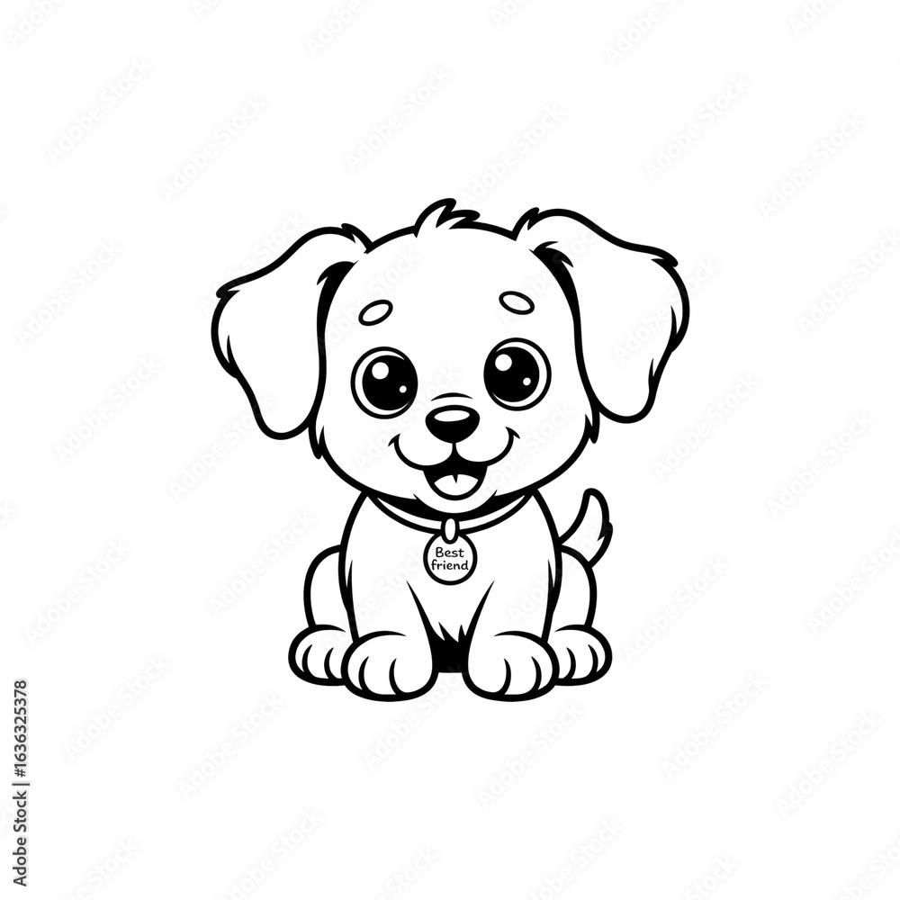 Fototapeta premium Adorable Cartoon Puppy with 