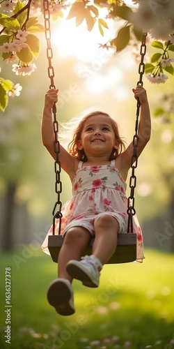 Little girl swinging