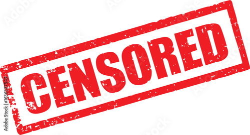 Red Distressed Censored Stamp Isolated Grunge Word on White Background