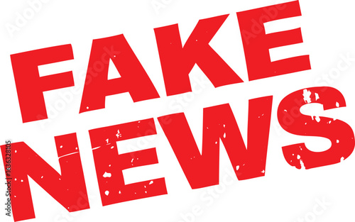 Red Distressed 'Fake News' Text on White Background Depicts Disinformation and Misinformation Issues