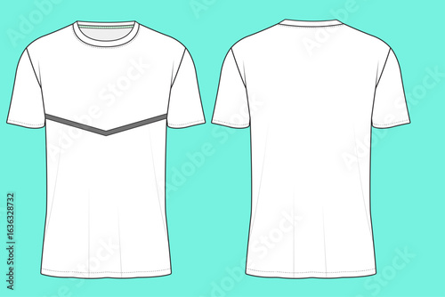 Men's Crew Neck Short Sleeve Activewear T-Shirt Fashion Flat Sketch Vector Illustrator Template.