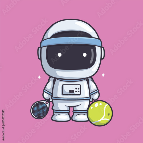 Cute Astronaut Engaging in Golfing Activities on the Moon Illustrated in a Cartoon Style Vector Icon