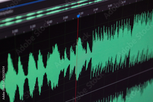 Abstract audio spectrum with clean vector lines and glowing highlights, ideal for digital sound projects.