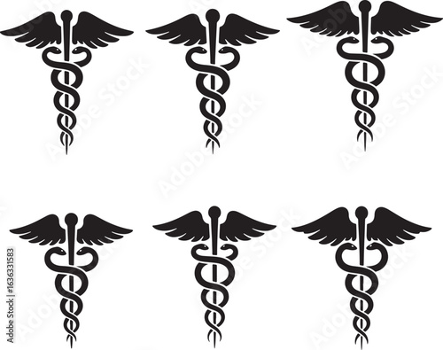 Caduceus symbol medical health care medicine silhouette