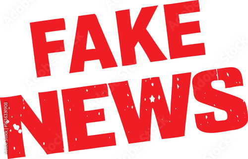 Red Fake News Stamp on White Background Misinformation, Propaganda, and Disinformation Concept