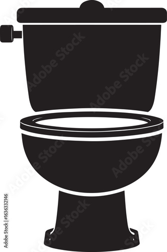 Modern Toilet Silhouette Vector | Black Bathroom Fixture Illustration Vector Format