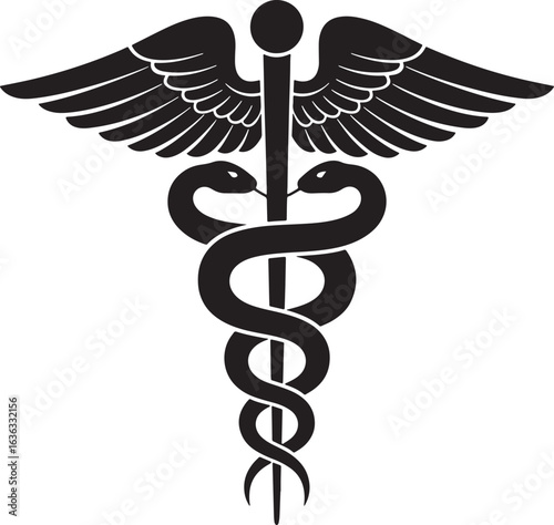Caduceus symbol medical icon silhouette