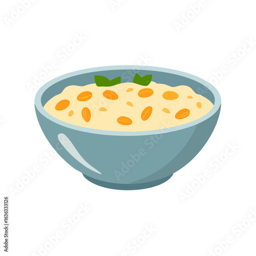 A bowl of delicious oatmeal with fresh herbs, representing the start of a healthy day. The image showcases a bowl of healthy and nutritious breakfast