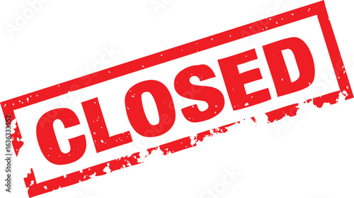 Red Ink Closed Stamp Isolated on White Background Grunge Impression for Business Signage