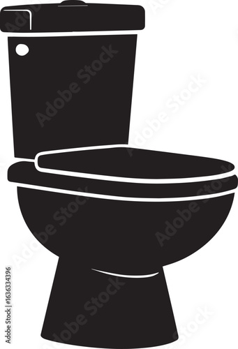 Modern Toilet Silhouette Vector | Black Bathroom Fixture Illustration Vector Format