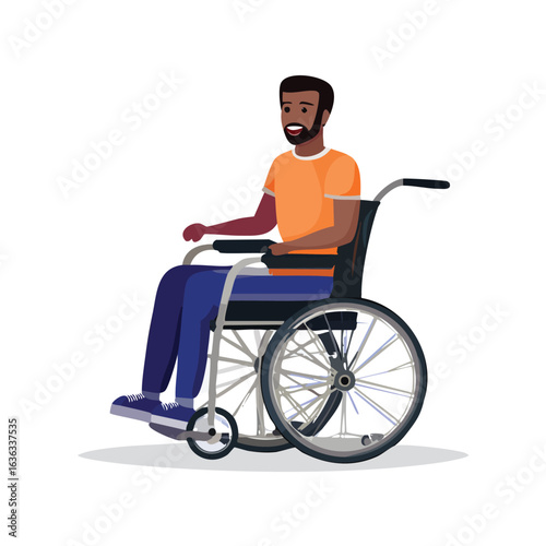 Confident Black Man in a Wheelchair - AI Generated