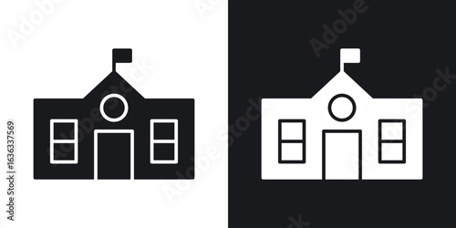 school icon flat, silhouette, vector illustrations. flat glyph designs