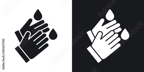 Wash hands icon flat, silhouette, vector illustrations. flat glyph designs