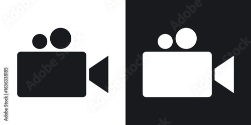Video camera icon flat, silhouette, vector illustrations. flat glyph designs