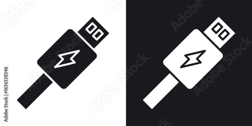USB icon flat, silhouette, vector illustrations. flat glyph designs