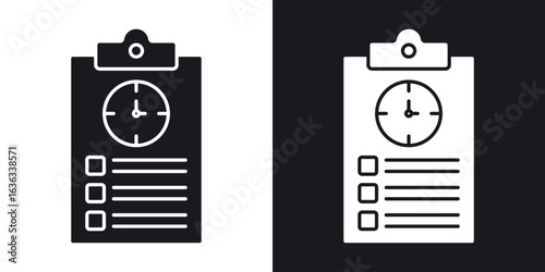 Timesheet icon flat, silhouette, vector illustrations. flat glyph designs