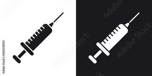 Syringe injection icon flat, silhouette, vector illustrations. flat glyph designs