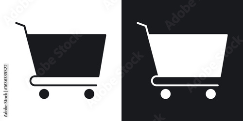 Shopping trolley icon flat, silhouette, vector illustrations. flat glyph designs