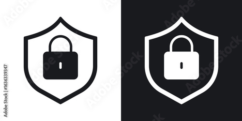 Shield lock icon flat, silhouette, vector illustrations. flat glyph designs