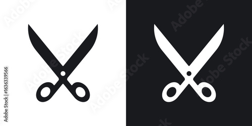 Scissors icon flat, silhouette, vector illustrations. flat glyph designs