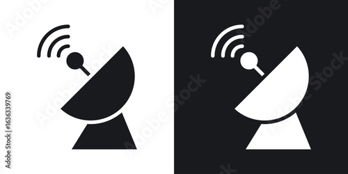 Satellite dish icon flat, silhouette, vector illustrations. flat glyph designs