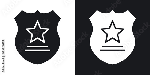 Police badge icon flat, silhouette, vector illustrations. flat glyph designs