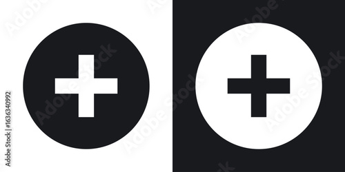 Plus icon flat, silhouette, vector illustrations. flat glyph designs
