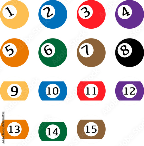 Vector illustration of billiard balls set.