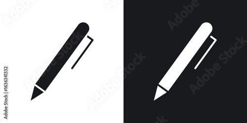 Pen icon flat, silhouette, vector illustrations. flat glyph designs