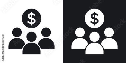 Mutual funds icon flat, silhouette, vector illustrations. flat glyph designs