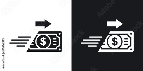 Money transfer icon flat, silhouette, vector illustrations. flat glyph designs